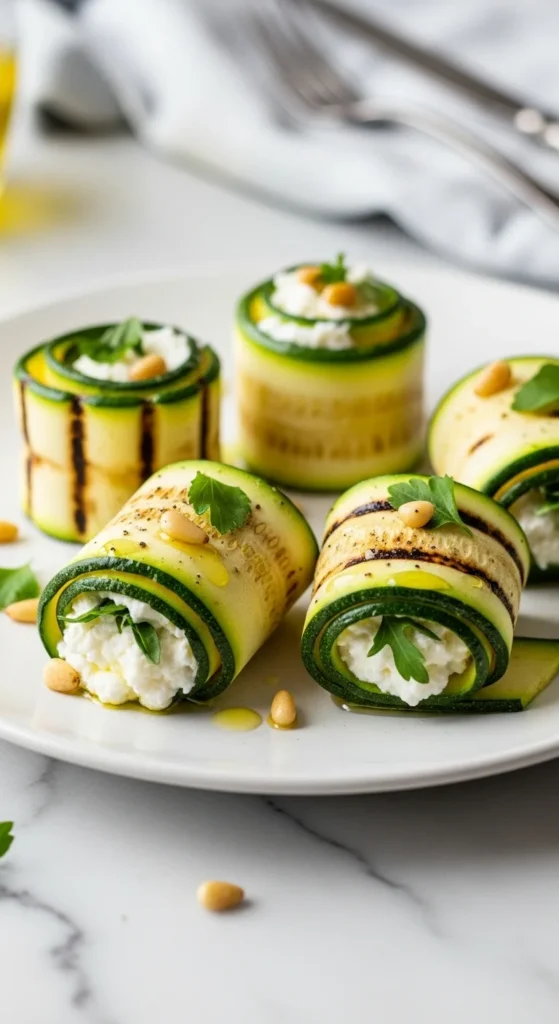 Grilled Zucchini Roll-Ups with Ricotta