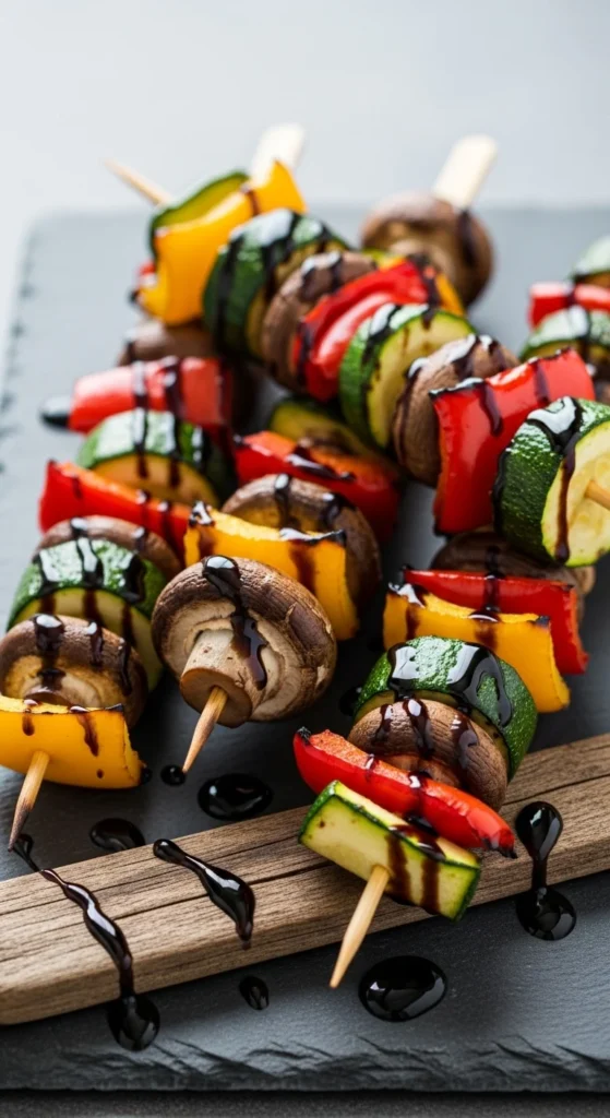 22. Grilled Vegetable Skewers with Balsamic Glaze