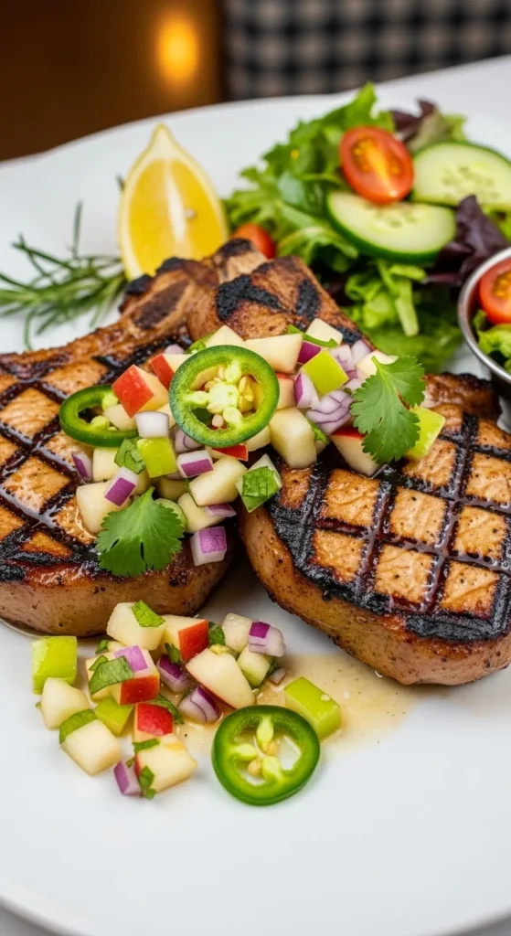Grilled Pork Chops with Apple Salsa