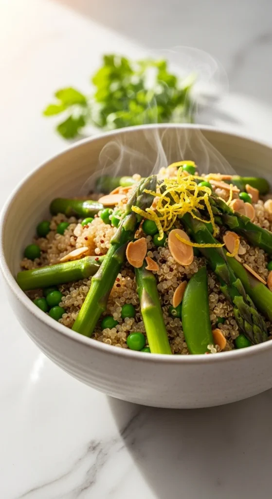 1. Asparagus and Pea Quinoa Bowl