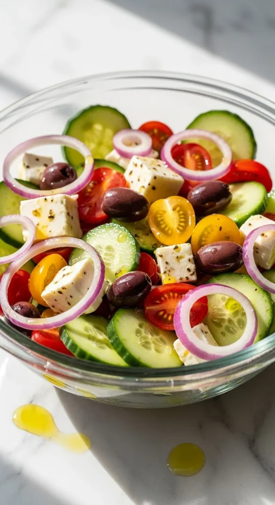 1. Greek Cucumber Feta Salad