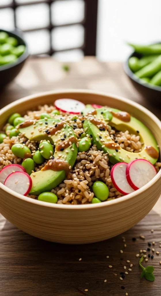 13. Edamame Avocado Rice Salad