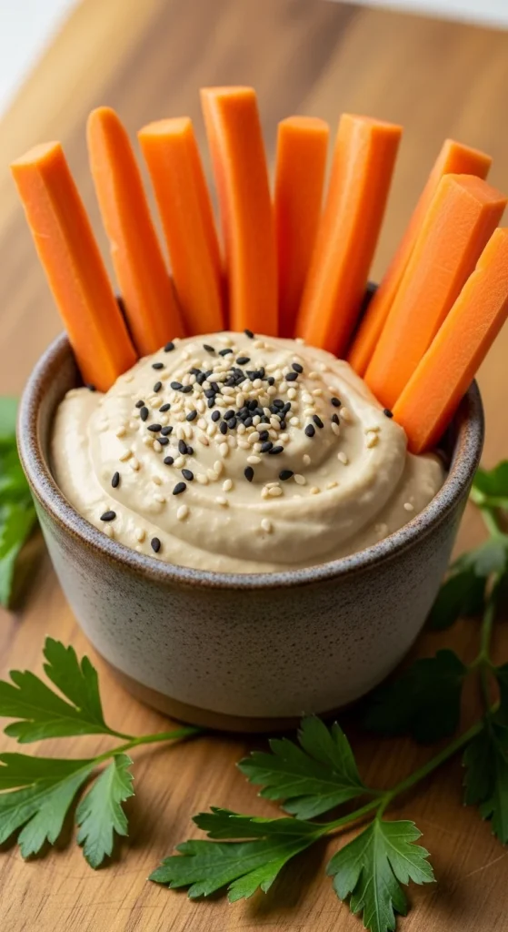 19. Carrot Sticks with Tahini Dip