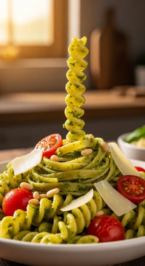 21. Pasta Pesto Veggie Salad