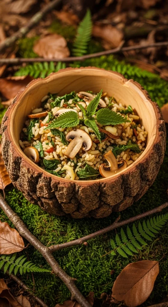 23. Nettle and Mushroom Rice Bowl