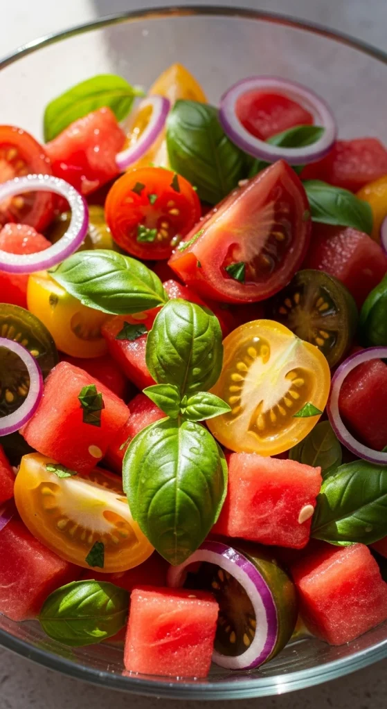 4. Watermelon Basil Tomato Salad