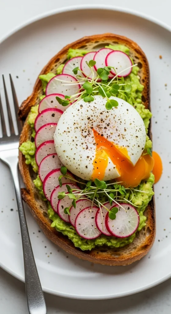 8. Avocado Toast with Radish and Egg