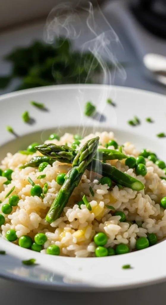 1. Spring Asparagus and Pea Risotto