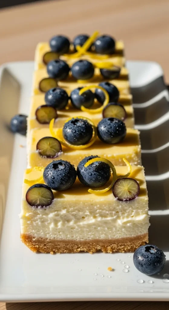 1. Vegan Lemon Blueberry Cheesecake Bars