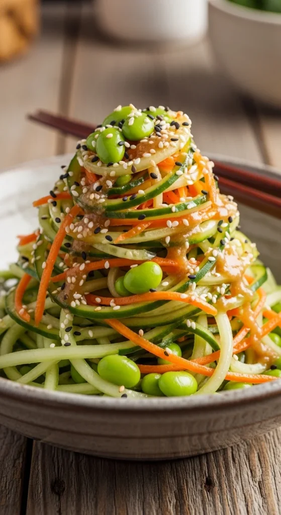 10. Cucumber Noodle Salad with Sesame Ginger Dressing