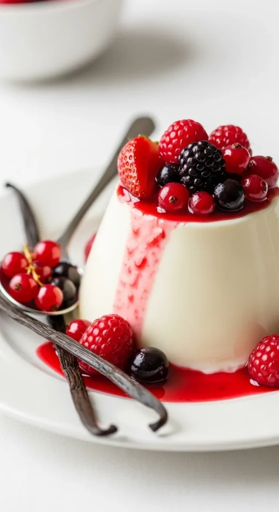 16. Vanilla Bean Panna Cotta with Berry Compote