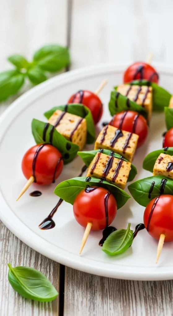 17. Caprese Skewers with Tofu