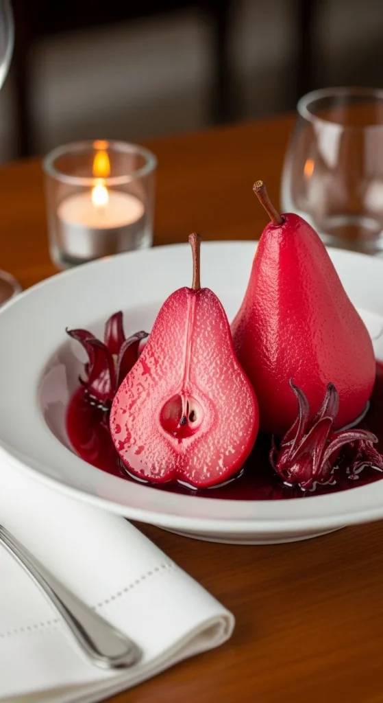 23. Hibiscus Poached Pears