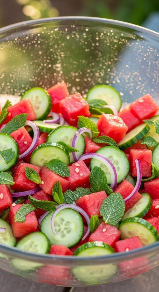 5. Watermelon Cucumber Mint Salad