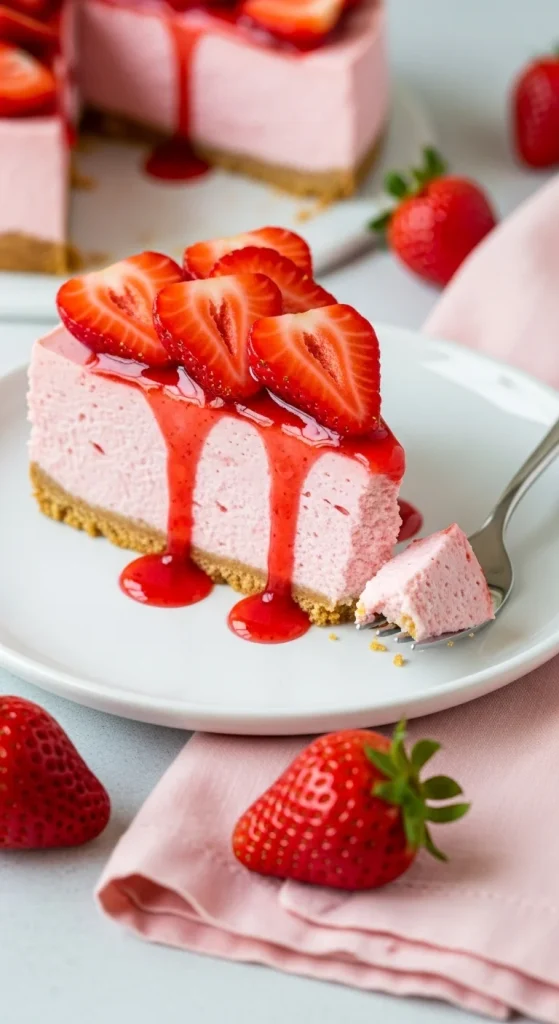7. Strawberry Vegan Cheesecake